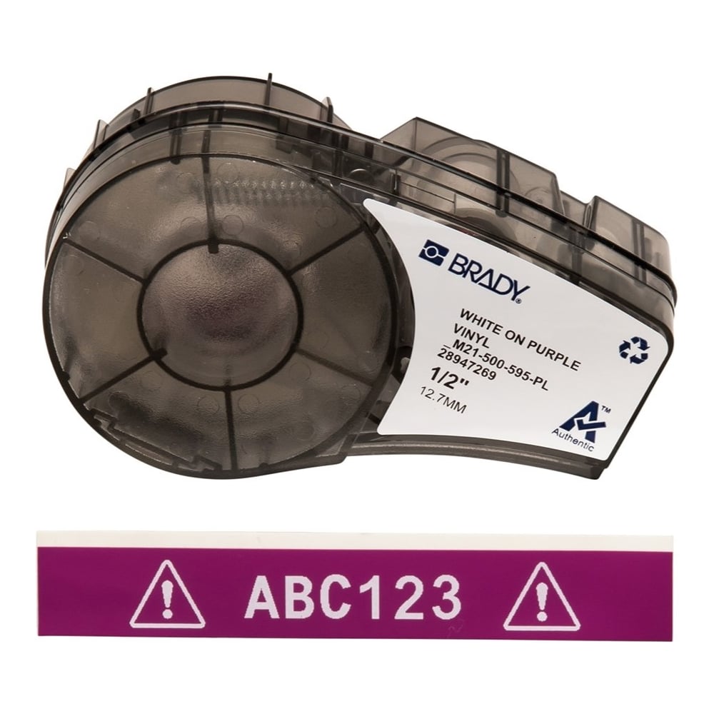 Изображение товара Лента 12.7мм/6.4м винил, белый на фиолетовом Brady M21-500-595-PL brd139733