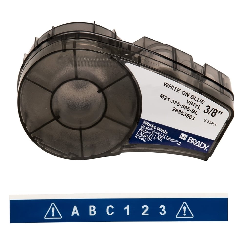 Изображение товара Лента 9.53мм/6.4м винил, белый на синем Brady M21-375-595-BL brd142806