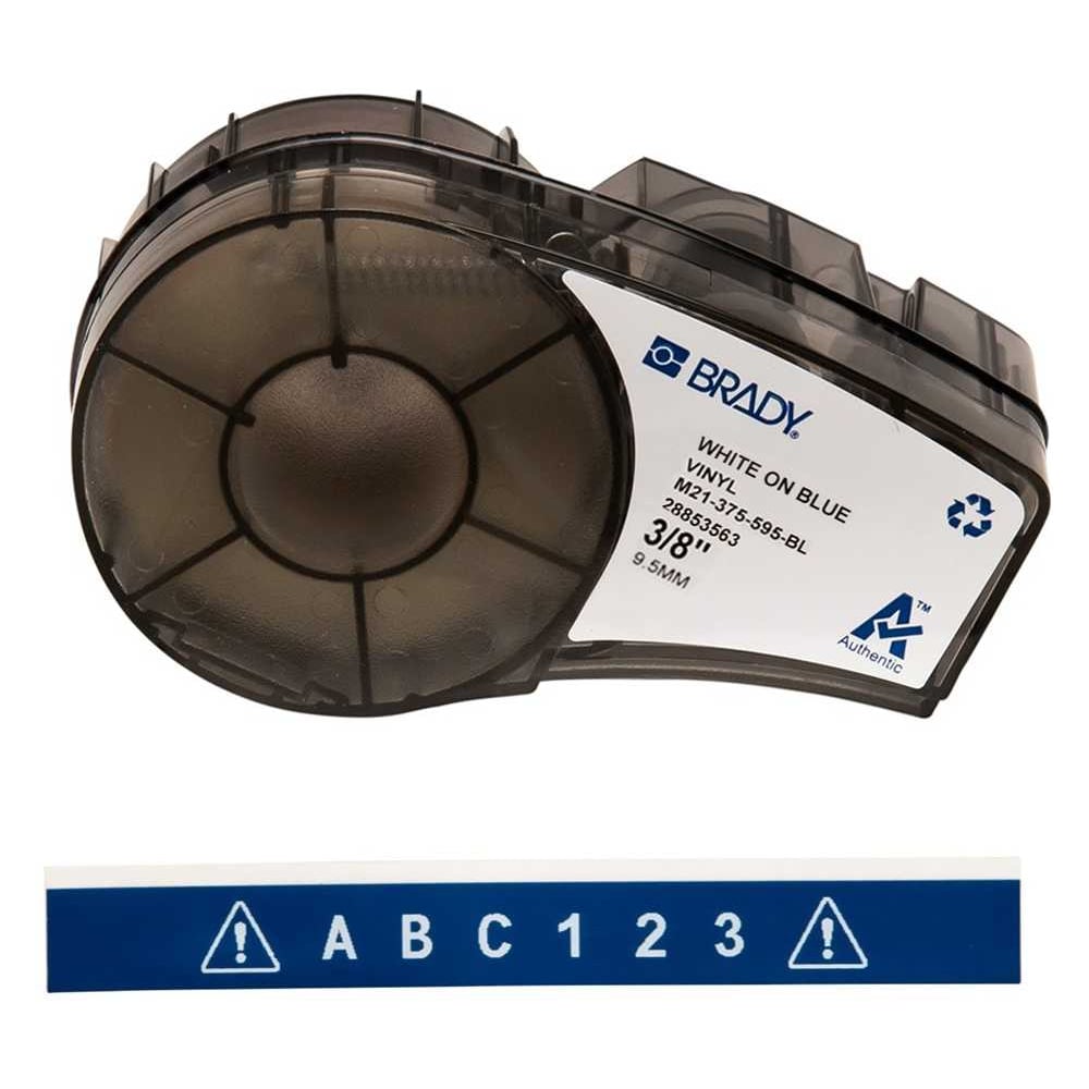 Изображение товара Лента 9.53мм/6.4м винил, белый на синем Brady M21-375-595-BL brd142806