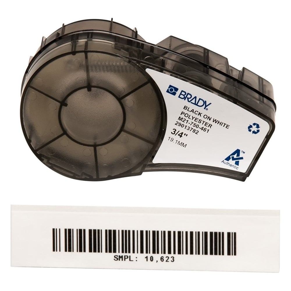 Изображение товара Лента 19.05мм/6.4м, полиэстер, черный на белом Brady M21-750-461 brd110933 Изображение товара Лента 19.05мм/6.4м, полиэстер, черный на белом Brady M21-750-461 brd110933