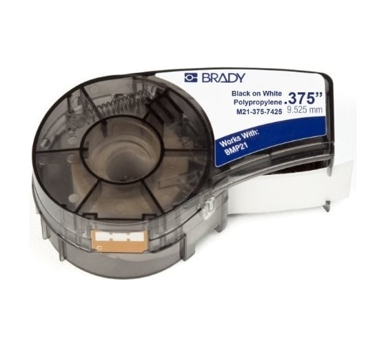 Изображение товара Лента 9.53мм/6.4м, полипропилен, черный на белом Brady M21-375-7425 brd121014