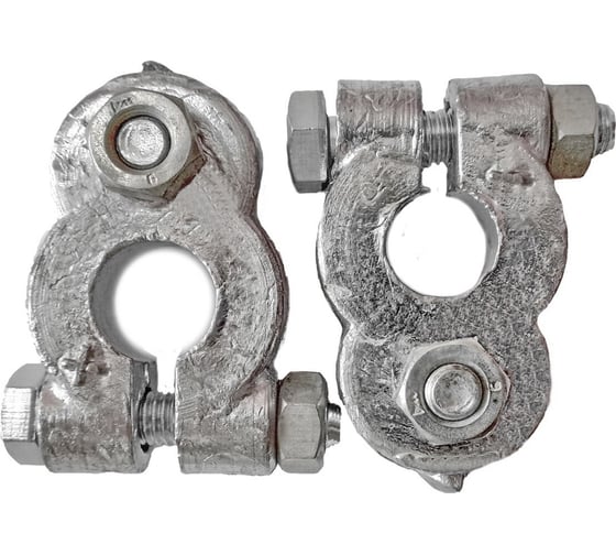 Изображение товара Клеммы АКБ ДАЛИ-авто Восьмерка, Самара, болт сверху М8, свинцовые, усиленные, 420гр DA-02701