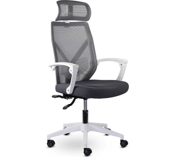 Изображение товара Кресло UTFC астон м-711 с подголовником, белый пластик (темно-серый) КИАстон02