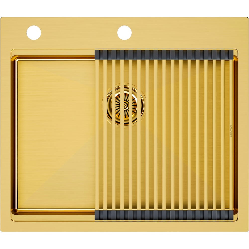 Изображение товара Кухонная мойка Paulmark KRONER-PRO 59 в брашированном золоте 590х510 мм