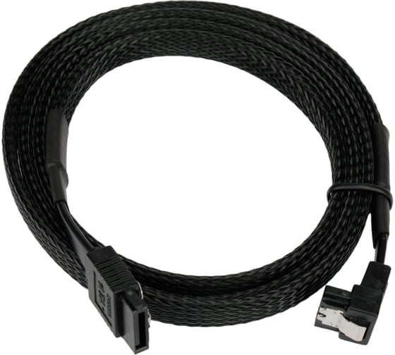 Изображение товара Интерфейсный кабель Cablexpert sata, sata3 7pin/7pin, 100см,оплетка,черн,пакет, CC-SATAM-DATA90-BLBR-100CM