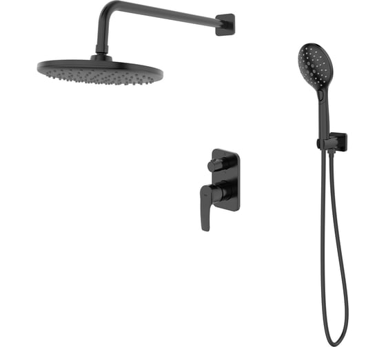 Изображение товара Душевая система скрытого монтажа с тропическим душем и ручным душем IDDIS Ray черный матовый RAYBL02i67