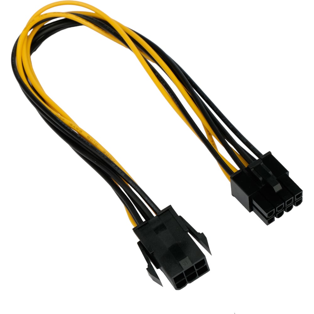 Изображение товара Кабель питания Cablexpert pcie 6pin(m)/pcie 8pin(f) 30см медный с цветами желтый и черный