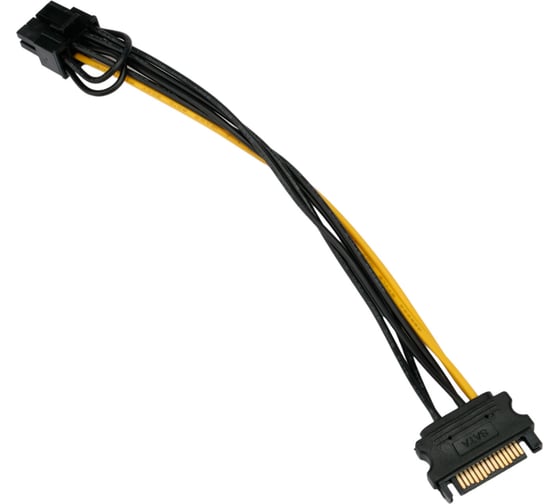 Изображение товара Кабель питания Cablexpert sata, pcie 8pin/sata 15pin, 20см, медный проводник, пакет, CC-PCIE-SATA-20CM