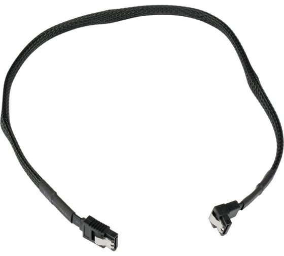 Изображение товара Интерфейсный кабель Cablexpert sata, sata3 7pin/7pin, 50см, нейлоновая оплетка,черн,пакет, CC-SATAM-DATA90-BLBR-50CM