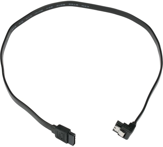 Изображение товара Интерфейсный кабель Cablexpert sata, sata3 7pin/7pin, 50см,мет.защелка,черный,пакет, CC-SATAM-DATA90-BL-50CM