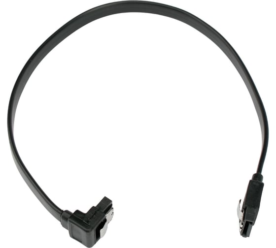 Изображение товара Интерфейсный кабель Cablexpert sata, sata3 7pin/7pin, 30см,мет.защелка,черный, пакет, CC-SATAM-DATA90-BL-30CM
