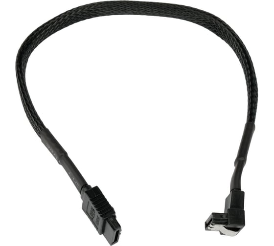 Изображение товара Интерфейсный кабель Cablexpert sata, sata3 7pin/7pin, 30см, нейлоновая оплетка,черн,пакет, CC-SATAM-DATA90-BLBR-30CM