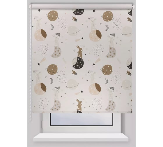Изображение товара Рулонная штора PRAKTO BLACKOUT PRINT Лунный заяц 80x160 см, белый 9403218182