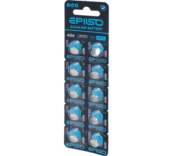 Изображение товара Элементы питания Epilso щелочной/алкалиновый 10 шт. в блистере ag06/ 371/ 370/ sr920sw/ sr920w/ lr921/ lr69/ 171/ gp371f/ v371/ v370 EPB-AG06-10BC