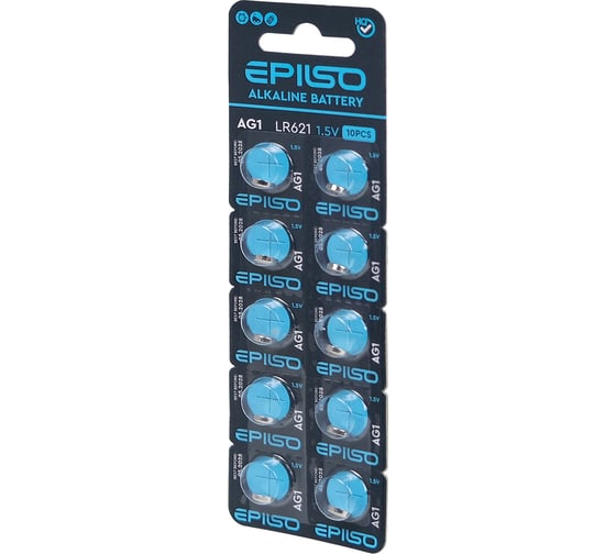 Изображение товара Элементы питания Epilso щелочной/алкалиновый 10 шт. в блистере ag01/ 364/ sr621sw,sr621w/ lr621/ lr60/ 164/ gp364f/ gp364e/ gp164/ v364 EPB-AG01-10BC