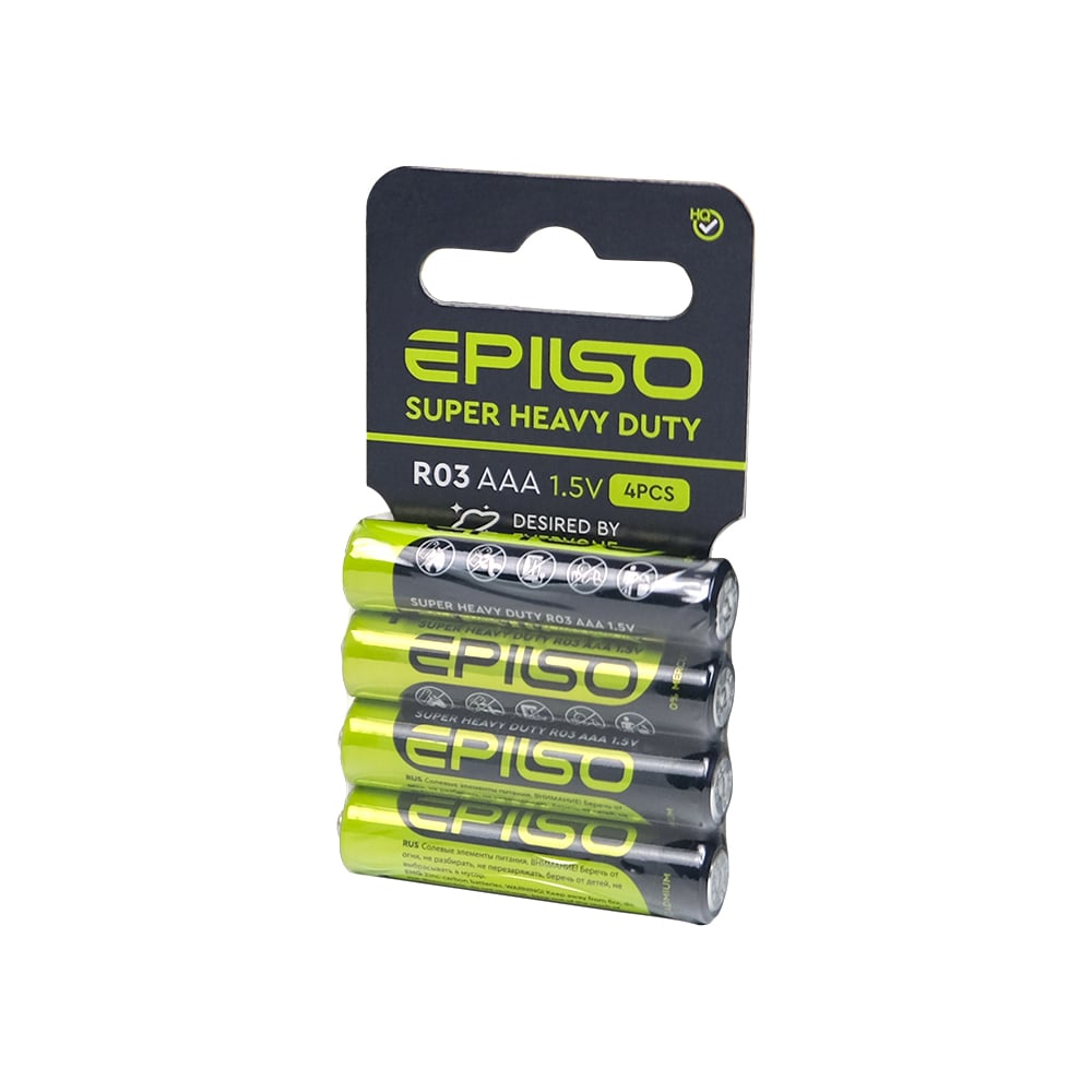 Изображение товара Батарейки Epilso R03/AAA солевые 4 шт. (1.5В, упаковка с подвесом) Изображение товара Батарейки Epilso R03/AAA солевые 4 шт. (1.5В, упаковка с подвесом)