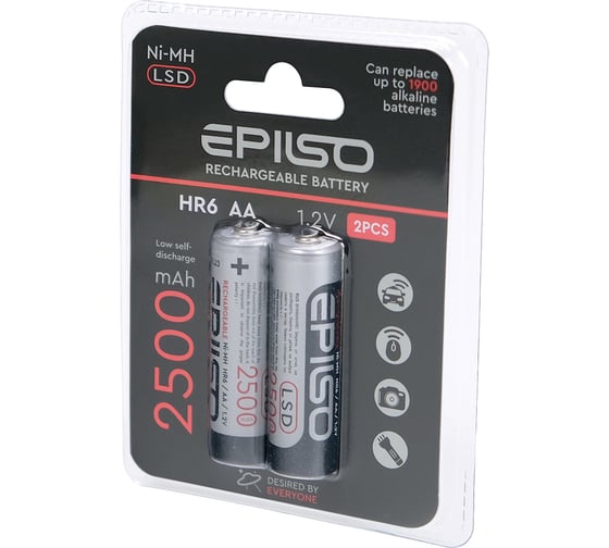 Изображение товара Никель-металл-гидридный аккумулятор Epilso (nimh)hr6/aa 2500mah 2bc 1.2v lsd EPB-HR6-2.5-LSD