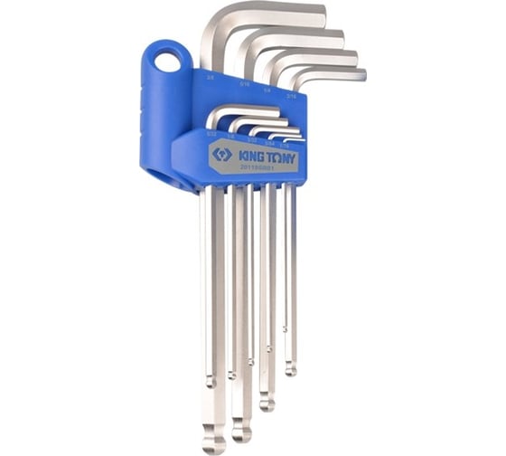 Изображение товара Набор Г-образных шестигранников 1/16"-5/64", с шаровым окончанием, 9 предметов KING TONY 20129SR