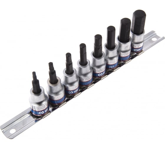 Изображение товара Набор торцевых насадок HEX (8 предметов; 3-12 мм; 3/8 дюйма) KING TONY 3108PR8
