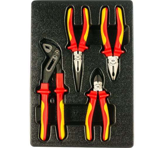 Изображение товара Набор диэлектрических пассатижей и бокорезов, ложемент, 4 предмета KING TONY 9-40604GP