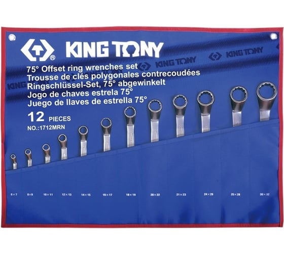 Изображение товара Набор накидных ключей, 6-32 мм, чехол из теторона, 12 предметов KING TONY 1712MRN