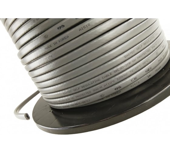 Изображение товара Греющий кабель для труб EASTEC и водостока SRL 30-2 CR (Ю.Корея) саморегулирующийся экранированный 30 Вт/м с УФ-защитой 50 м EASTEC SRL 30-2 CR-50м