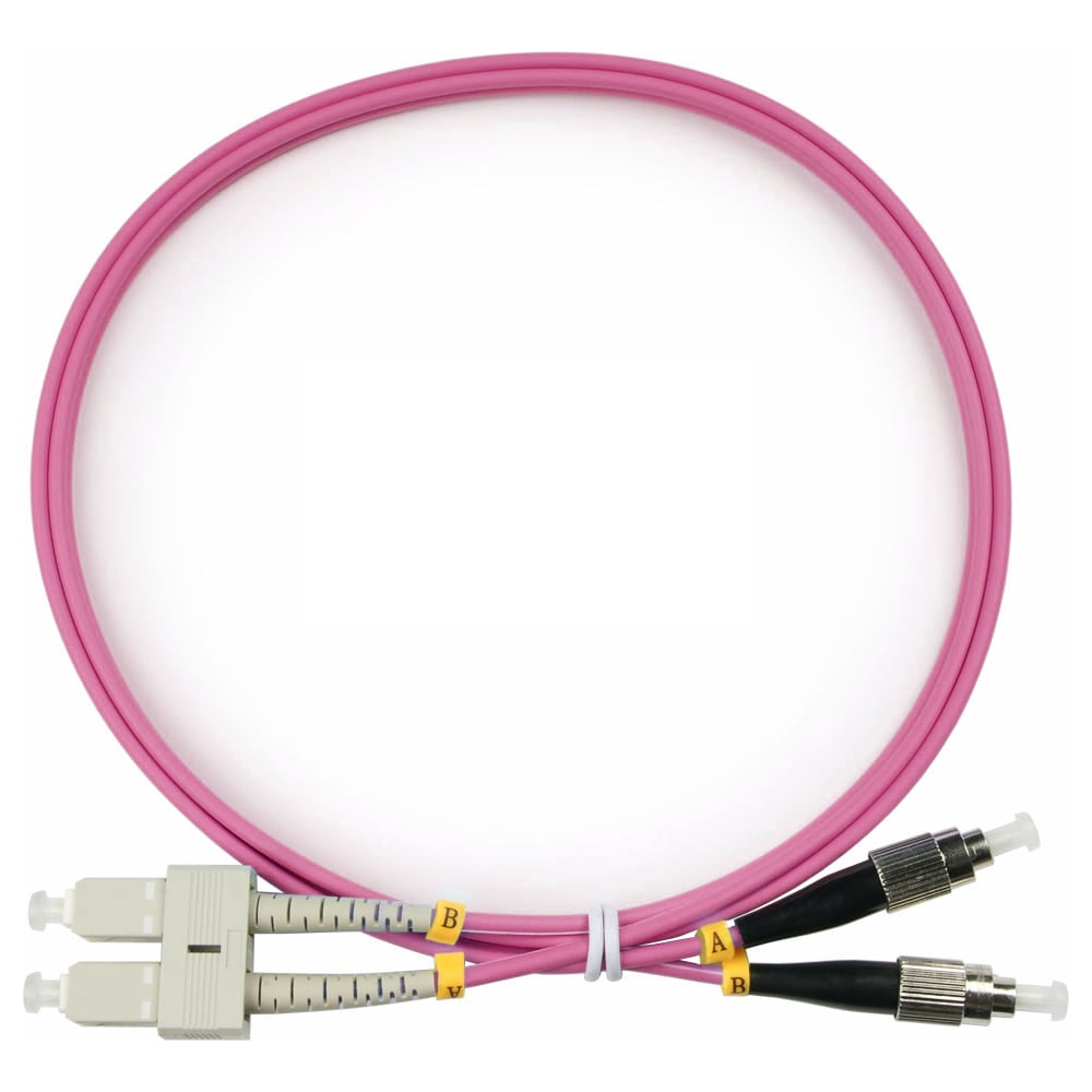 Оптический шнур Cabeus duplex sc-fc 50/125 mm om4 1м lszh FOP-50-OM4-SC-FC-1m