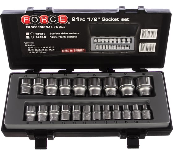 Изображение товара Набор головок с УПК 1/2" 21 шт. FORCE 4212-7