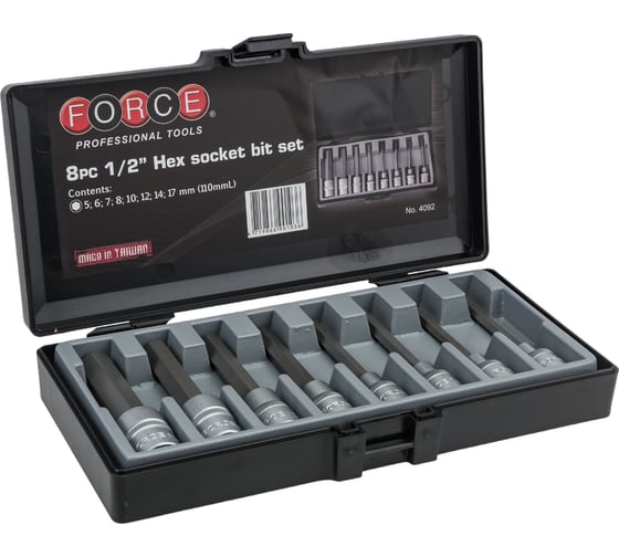 Изображение товара Набор головок-бит HEX 1/2" 8 шт. FORCE4092