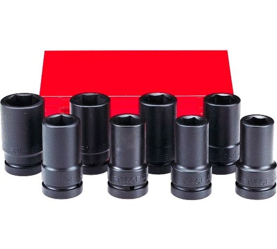 Изображение товара Набор головок дюймовых длинных ударных 6-гранных 1", 8шт. FORCE 8081DS