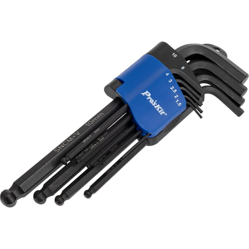 Изображение товара Набор шестигранных ключей Pro'sKit 8PK-028, 9 шт, CrV, угловой, пластик