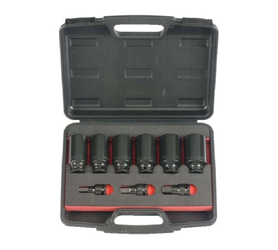 Изображение товара Набор ударных 6-ти гранных головок и головок-бит 9 предметов для ступичных гаек FORCE 40912