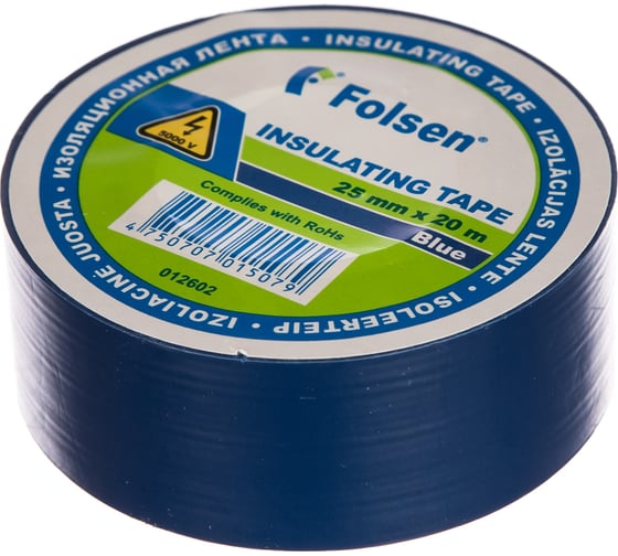 Изображение товара Изоляционная лента FOLSEN 25мм x 20м, синяя 012602