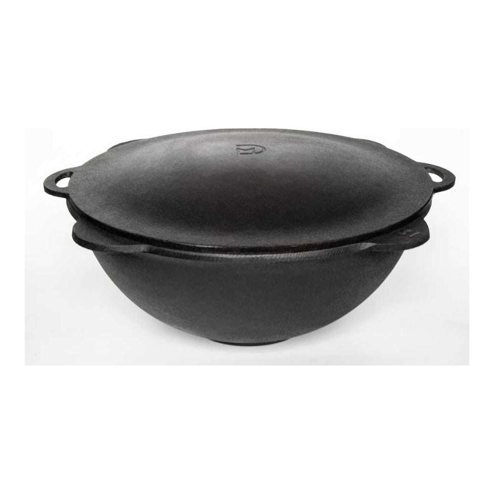 Изображение товара Чугунный казан Davr Metall 6 л круглое дно с крышкой для газовой и индукционной плиты