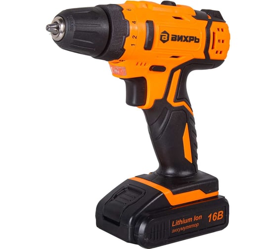 Изображение товара Аккумуляторная дрель-шуруповерт Вихрь ДА-16Л-2КА с набором оснастки, 65 предметов 72/14/49