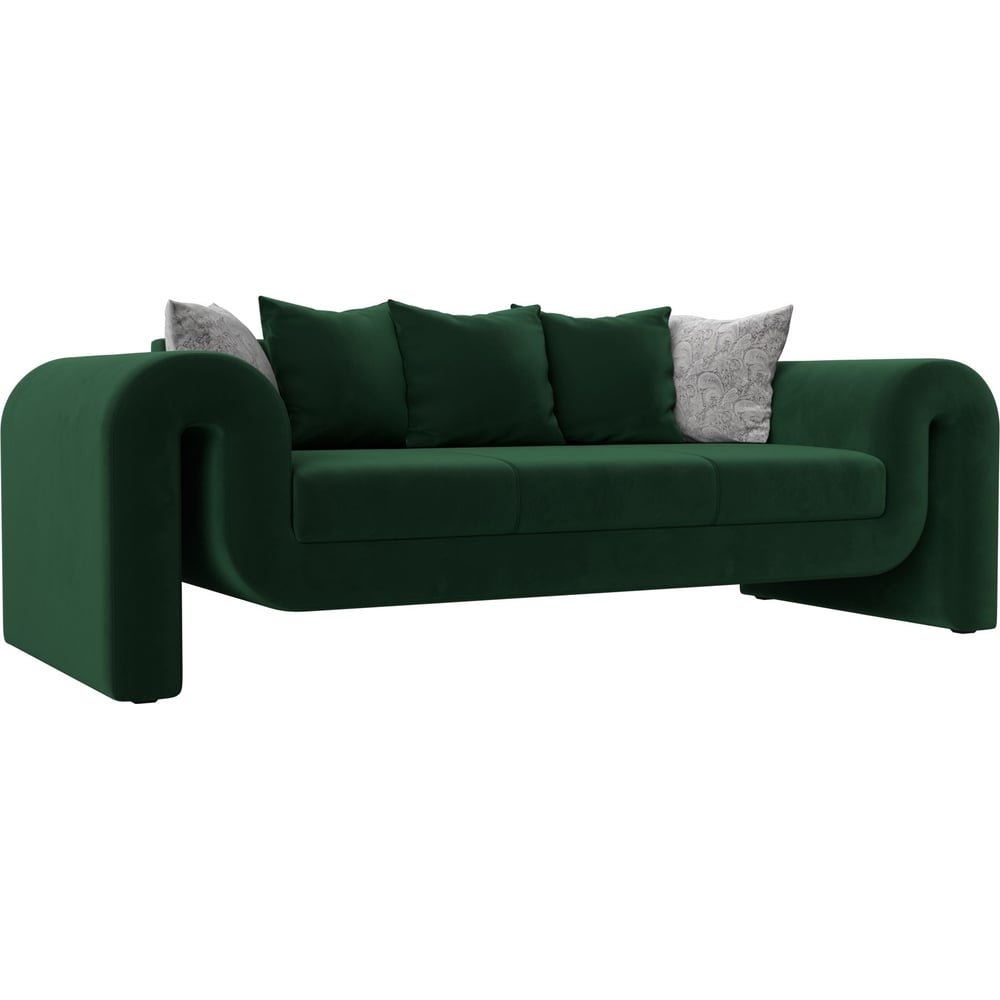 Изображение товара Современный прямой диван Волна Лига диванов 115630 зеленый велюровый