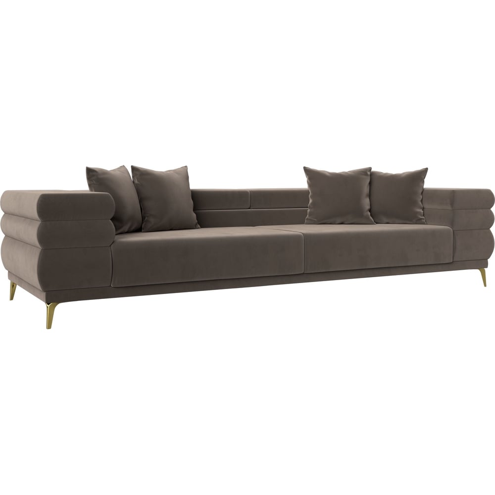 Изображение товара Современный прямой диван Лига-021 с механизмом и ящиком для белья коричневый велюр