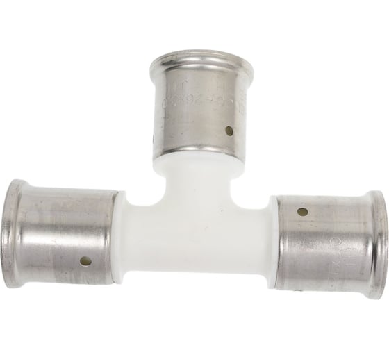 Изображение товара Равнопроходный тройник Henco ПВДФ пресс белый, 26x26x26 HE 9PKW-262626