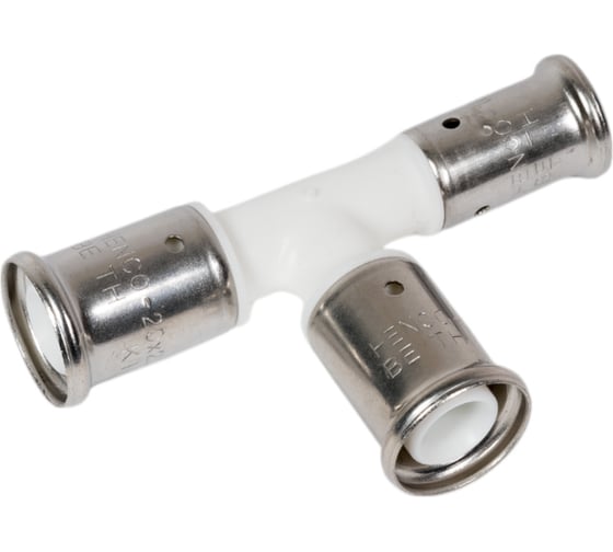 Изображение товара Переходный уменьшенный с двух сторон тройник Henco ПВДФ пресс белый, 20x20x16 HE 11PKW-202016