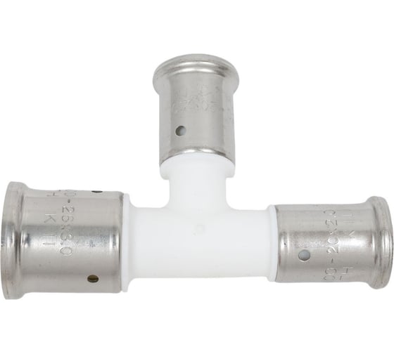 Изображение товара Переходный уменьшенный с двух сторон тройник Henco ПВДФ пресс белый, 26x20x20 HE 11PKW-262020