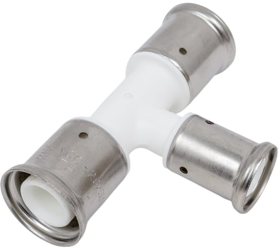 Изображение товара Переходный уменьшенный в центре тройник Henco ПВДФ пресс белый, 26x20x26 HE 10PKW-262026