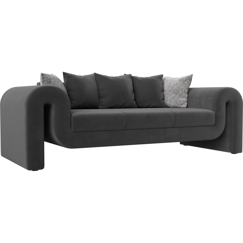 Изображение товара Современный прямой диван Волна Лига диванов с черными ножками и велюровой обивкой