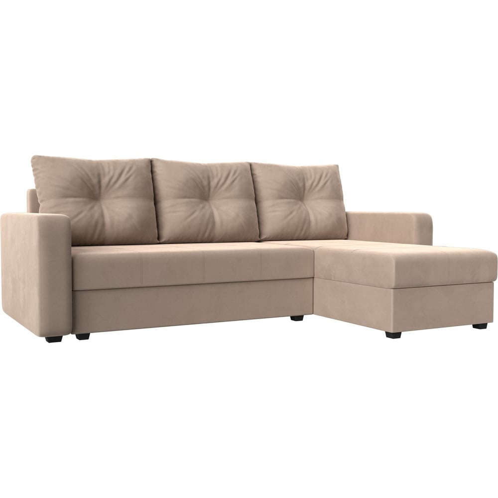 Изображение товара Угловой диван Ливерпуль Лайт правый угол, велюр, бежевый, 3 места