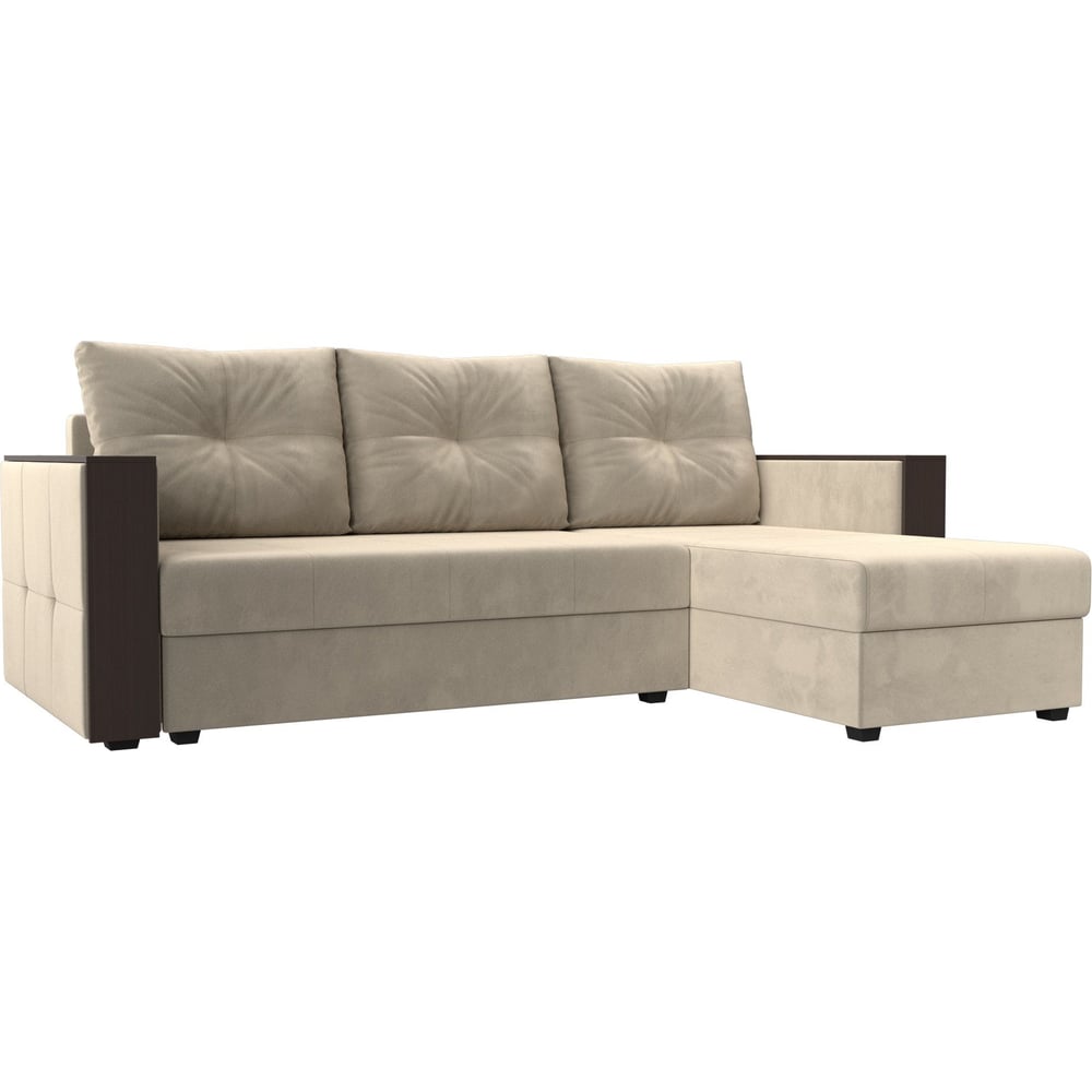 Изображение товара Угловой диван Валенсия Лайт с правым углом микровельвет стиль классика