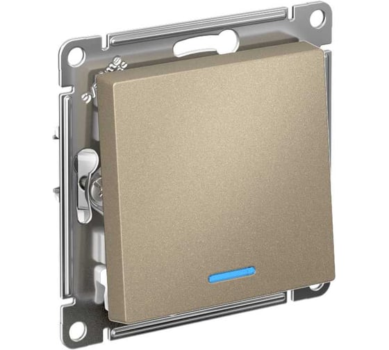 Изображение товара Механизм выключателя Systeme Electric 1-кл. ATLAS DESIGN с подсветкой сх.1а 10АХ шампань 1240313 ATN000513