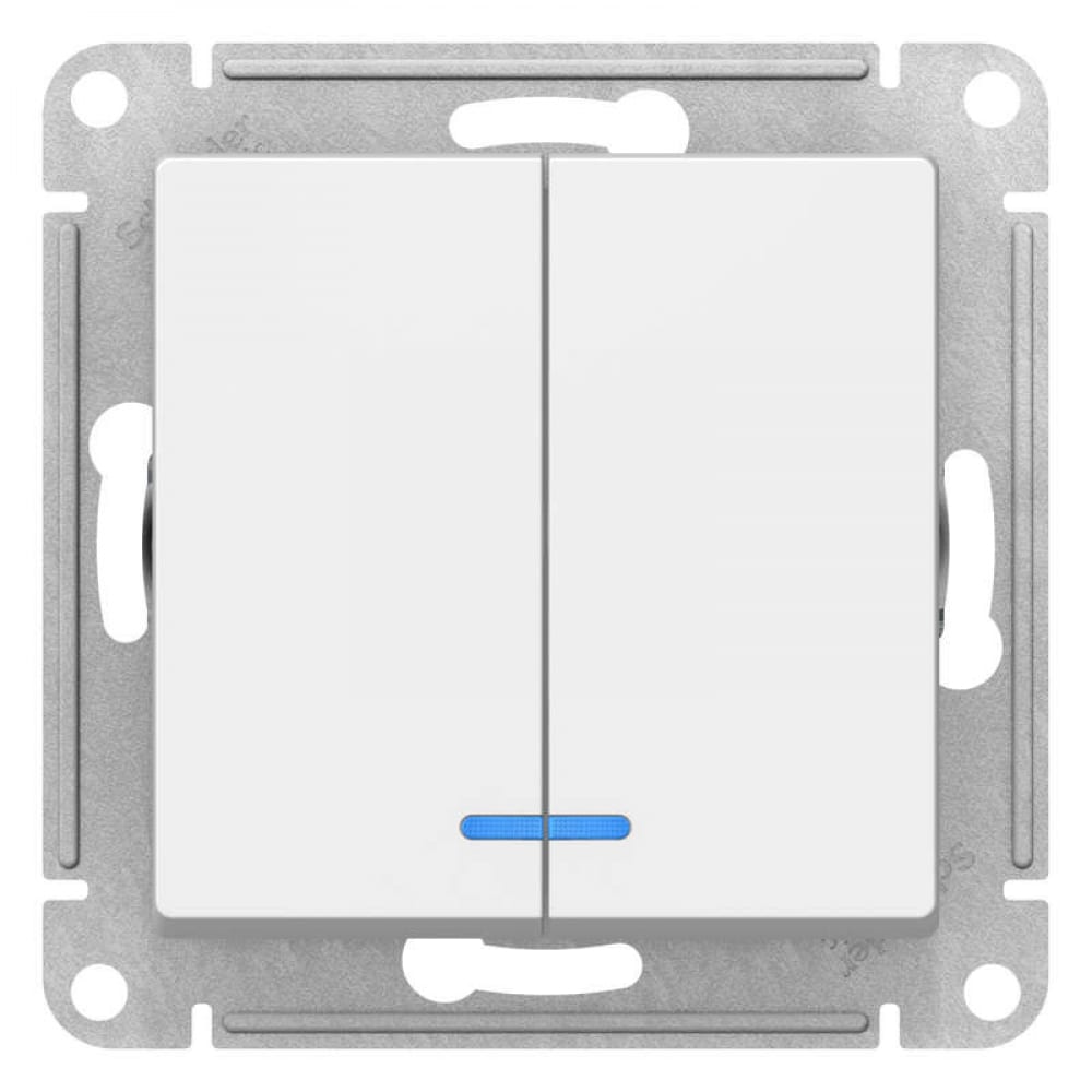 фото Механизм выключателя schneider electric 2-кл. atlas design с подсветкой сх.5а 10ах белый 1240154