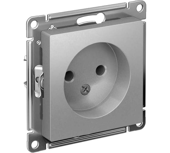 Изображение товара Механизм розетки Systeme Electric (Schneider Electric) 1-м AtlasDesign, без заземления, 16 А, алюминий ATN000341