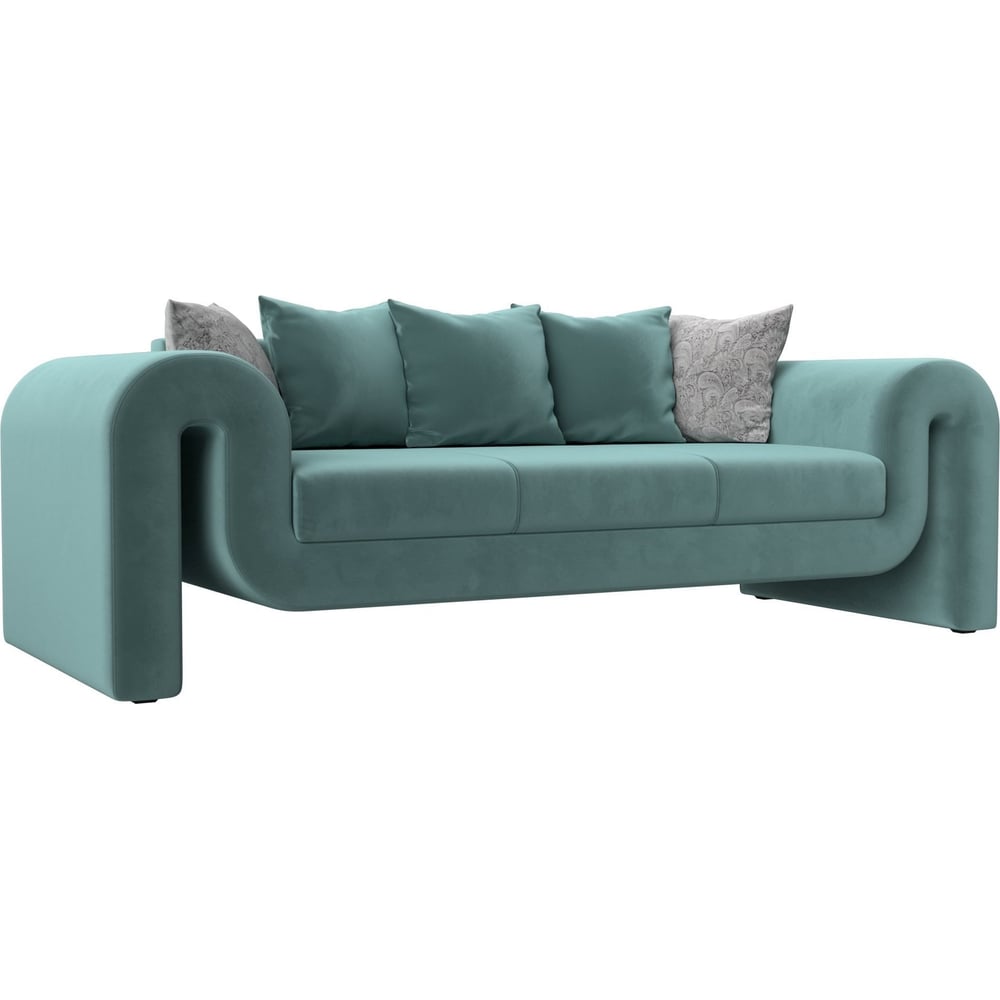 Изображение товара Прямой диван Волна Лига диванов 115629 из велюра зеленого стиля современный