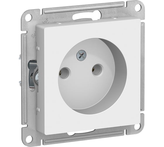 Изображение товара Механизм розетки Systeme Electric 1-м СП ATLAS DESIGN без заземления, 16А, белая ATN000141