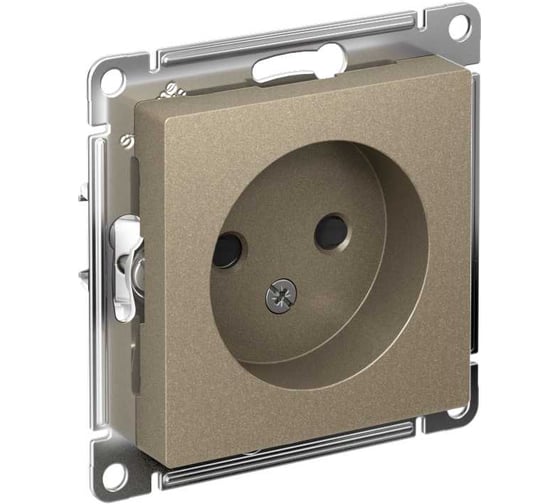 Изображение товара Механизм розетки 1-м Systeme Electric (Schneider Electric) ATLAS DESIGN, без заземления, защитные шторки, 16 А, шампань, арт. ATN000549